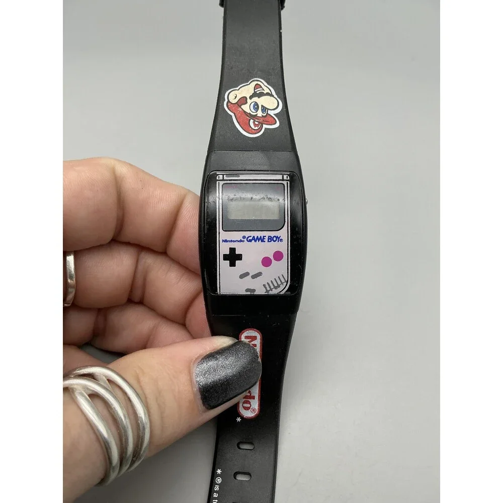 Vintage Nintendo Game Boy Boys Watch 26mm Mario Digital Black Strap For Parts